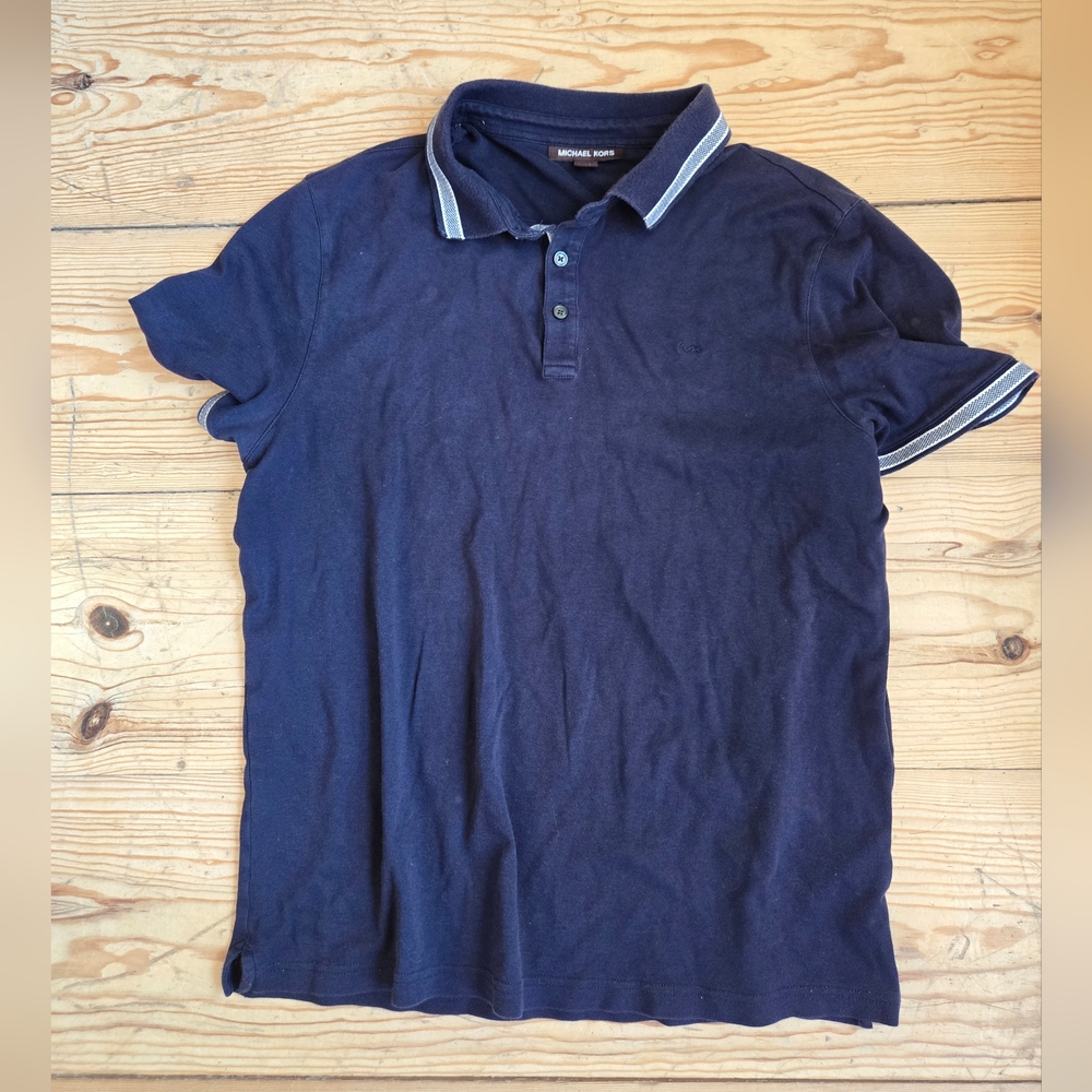 Michael Kors Navy Cotton Polo Shirt Men’s Large Casual Short Sleeve